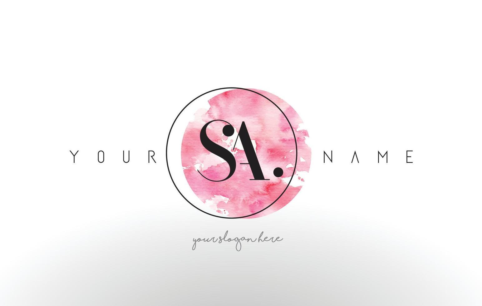 SA Letter Logo Design with Watercolor Circular Brush Stroke. vector