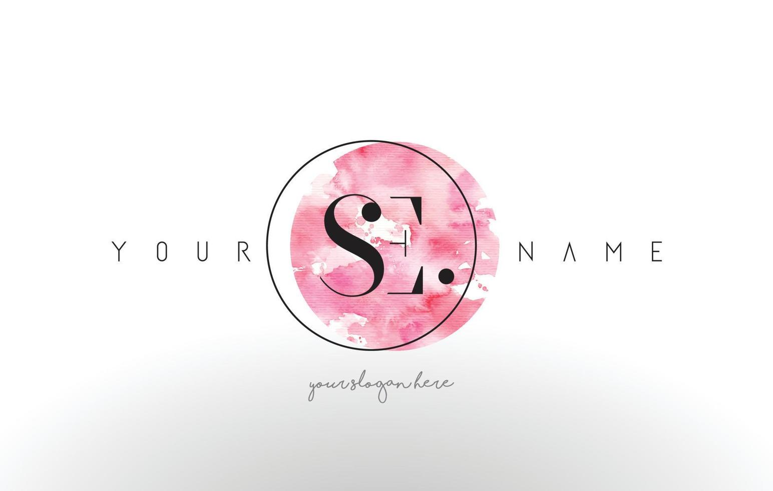 SE Letter Logo Design with Watercolor Circular Brush Stroke. vector