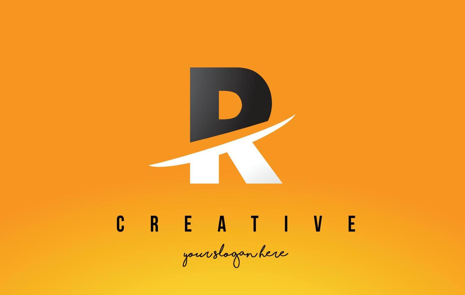 R Letter Modern Logo Design with Yellow Background and Swoosh. vector