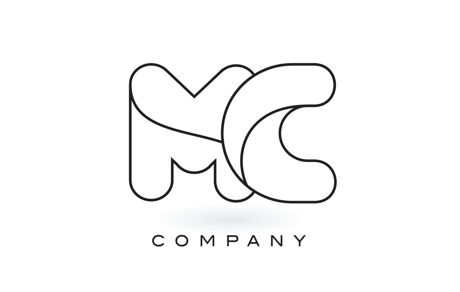 Logotipo de letra mc monogram con contorno de contorno de monograma negro fino. vector de diseño de carta de moda moderna.