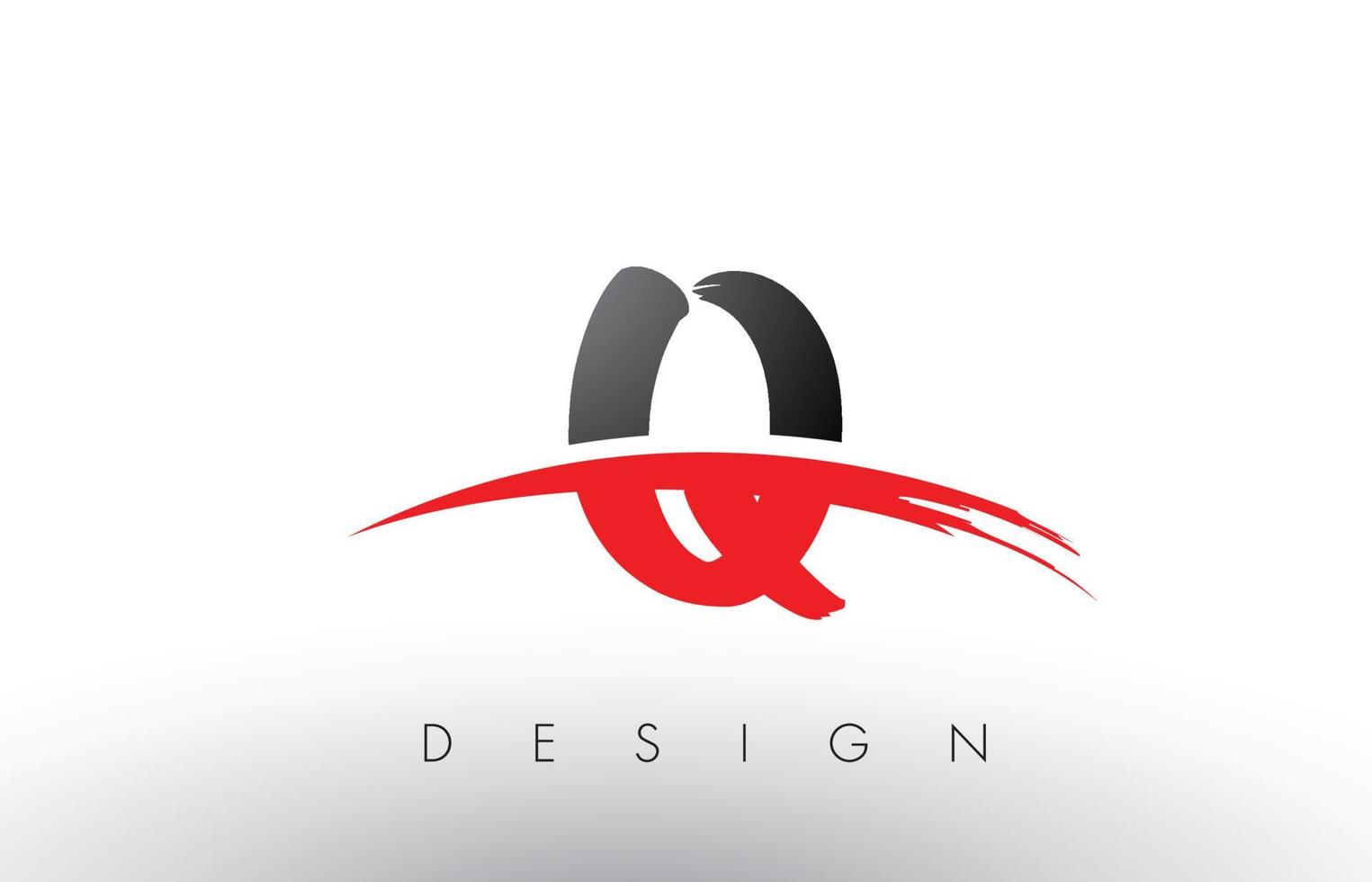 q letras del logotipo de pincel con frente de pincel swoosh rojo y negro vector