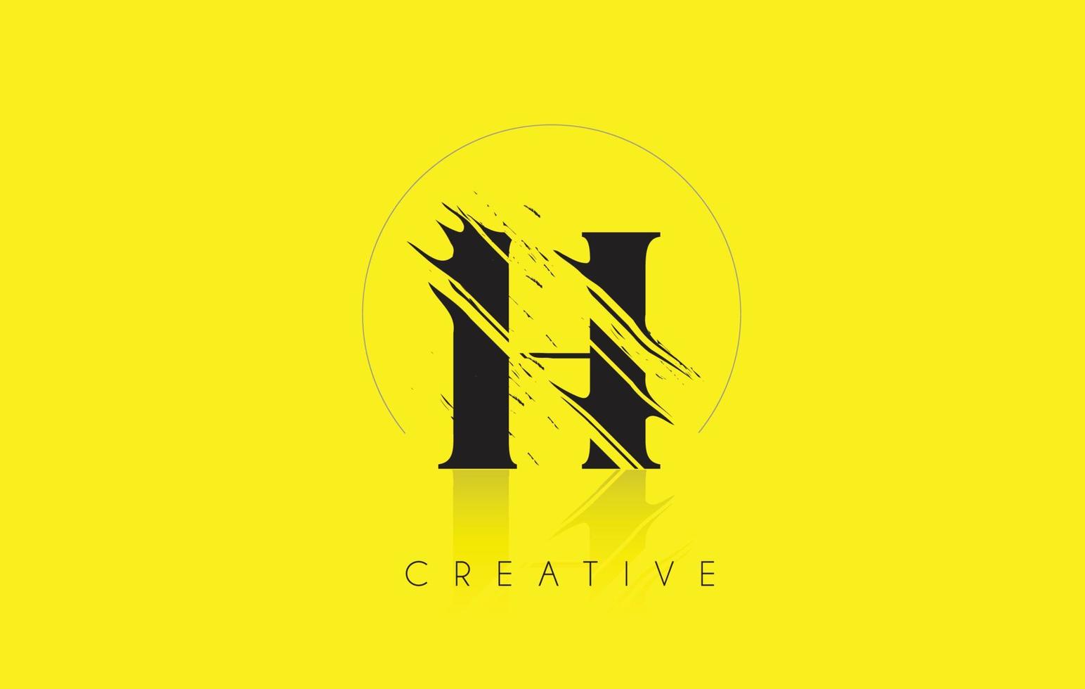 H Letter Logo with Vintage Grundge Drawing Design. Destroyed Cutted Letter Icon Vector. vector