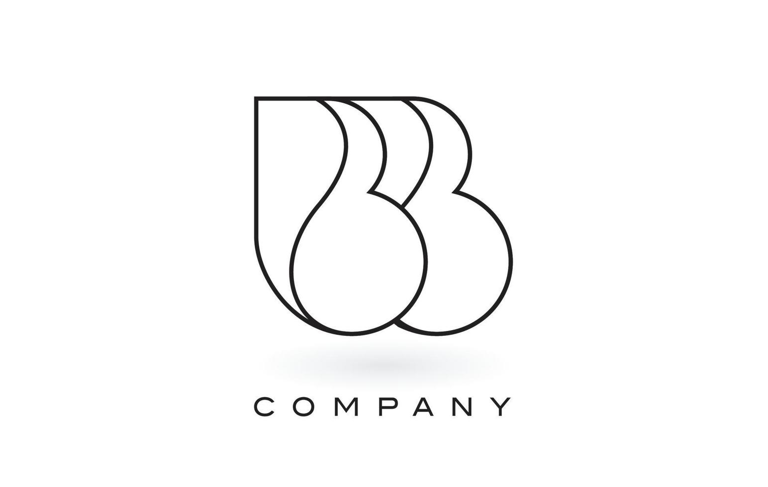 BB Monogram Letter Logo With Thin Black Monogram Outline Contour. Modern Trendy Letter Design Vector. vector