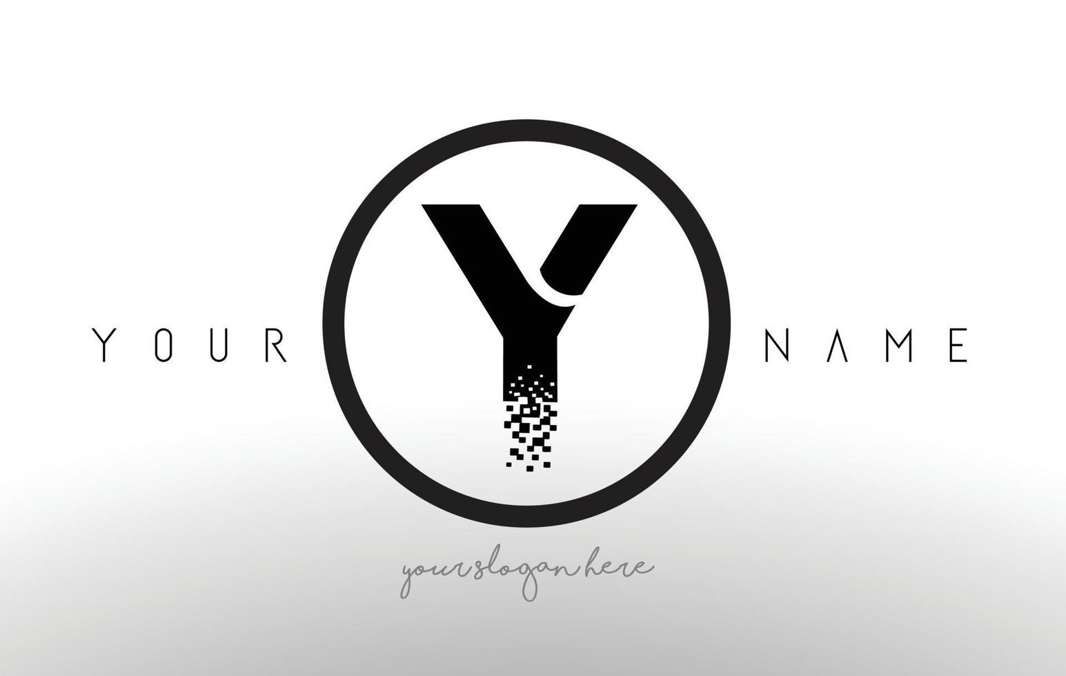 Y Logo Letter with Digital Pixel Tech Design Vector. vector