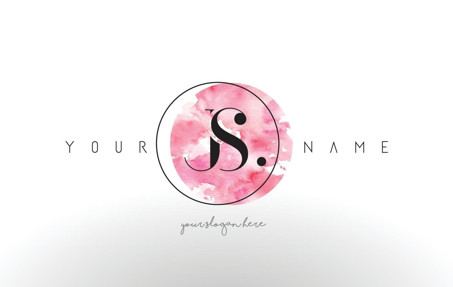 JS Letter Logo Design with Watercolor Circular Brush Stroke. vector
