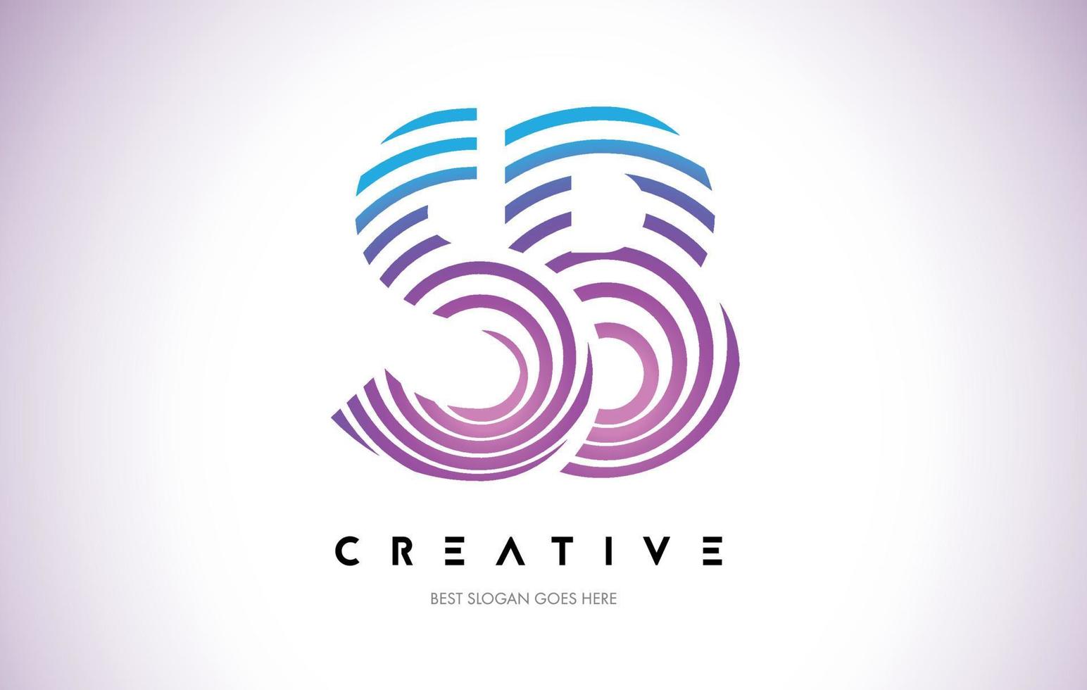 SB Lines Warp Logo Design. Letter Icon Made with Purple Circular Lines. vector