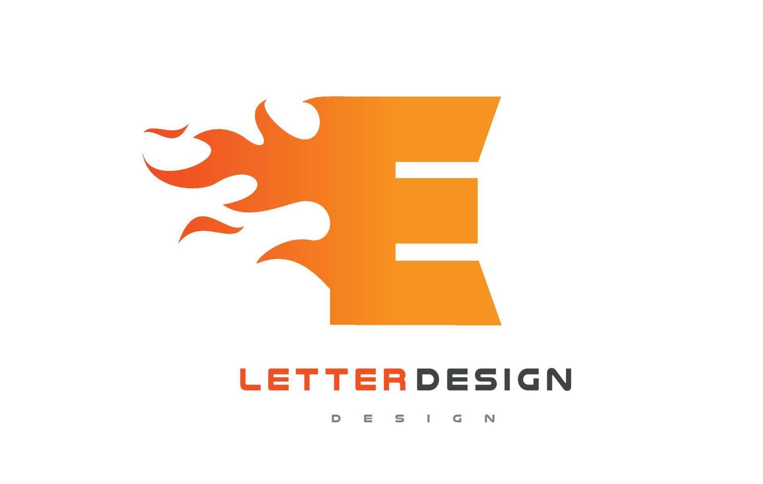 Diseño de logotipo de letra e llama. concepto de letras del logotipo de fuego. vector