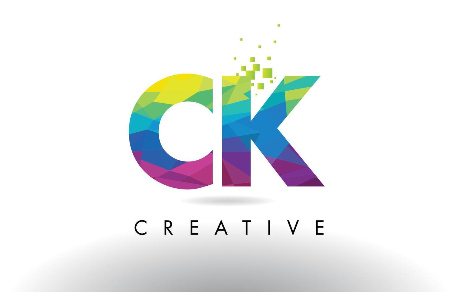 CK C K Colorful Letter Origami Triangles Design Vector. vector