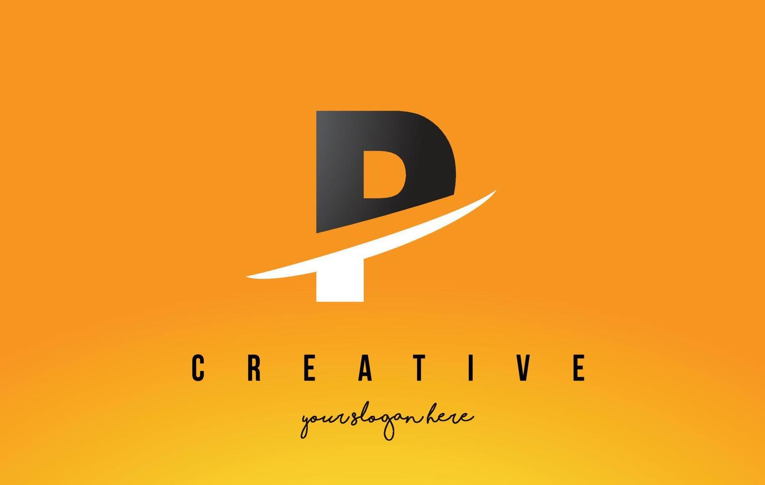P Letter Modern Logo Design with Yellow Background and Swoosh. vector