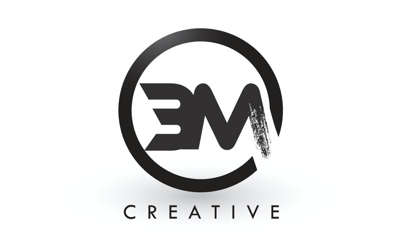 Diseño de logotipo de letra de cepillo bm. Logotipo de icono de letras cepilladas creativas. vector