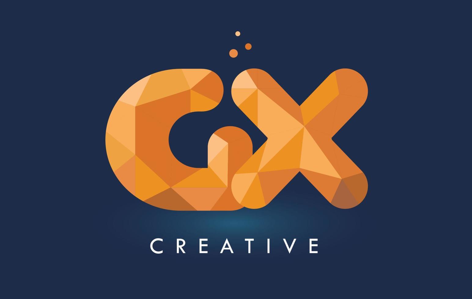 Letra gx con logo de triángulos de origami. diseño creativo de origami naranja amarillo. vector