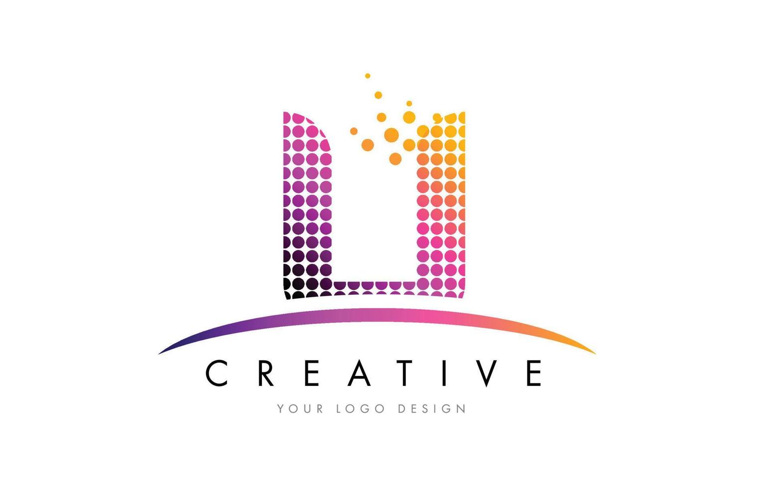 U Letter Logo Design with Magenta Dots and Swoosh vector