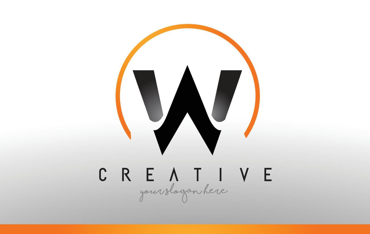 W Letter Logo Design with Black Orange Color. Cool Modern Icon Template. vector