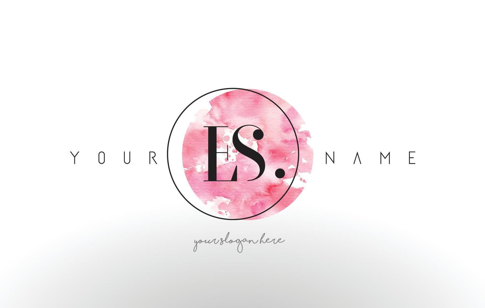 ES Letter Logo Design with Watercolor Circular Brush Stroke. vector