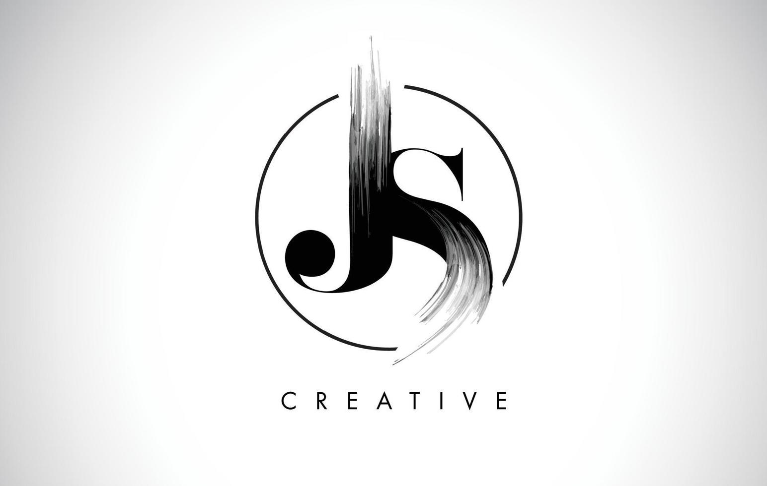 JS Brush Stroke Letter Logo Design. Black Paint Logo Leters Icon. vector