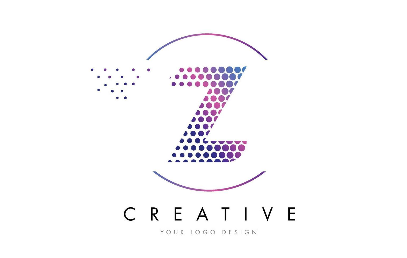 Z Pink Magenta Dotted Bubble Letter Logo Design Vector