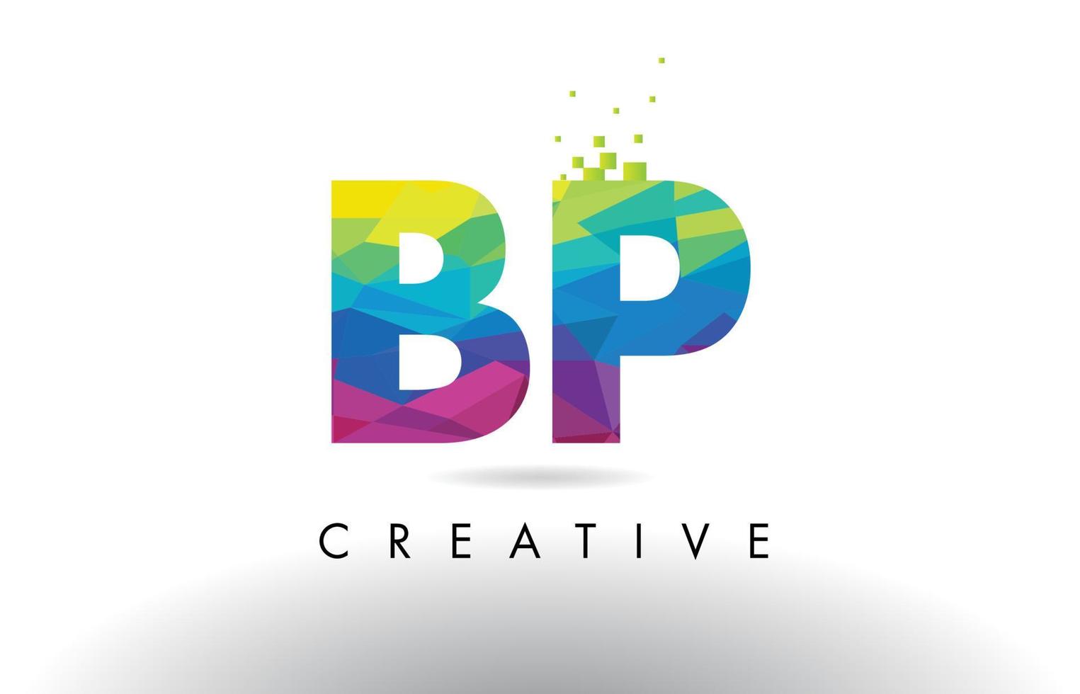 BP B P Colorful Letter Origami Triangles Design Vector. vector