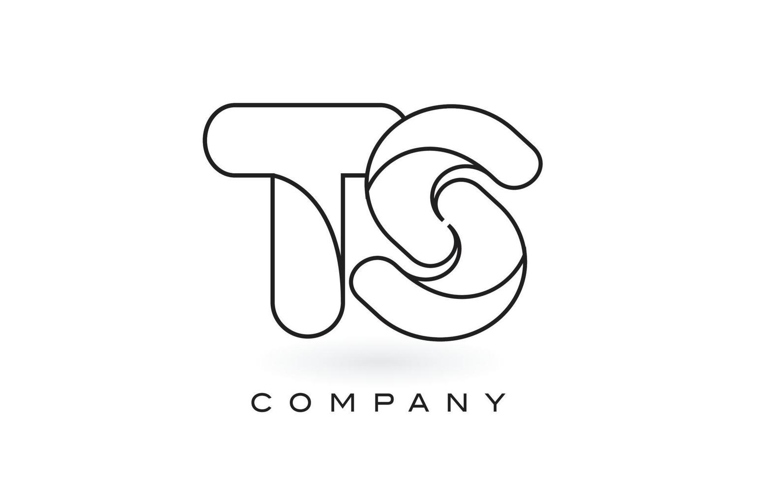 Logotipo de letra TS monogram con contorno de contorno de monograma negro fino. vector de diseño de carta de moda moderna.