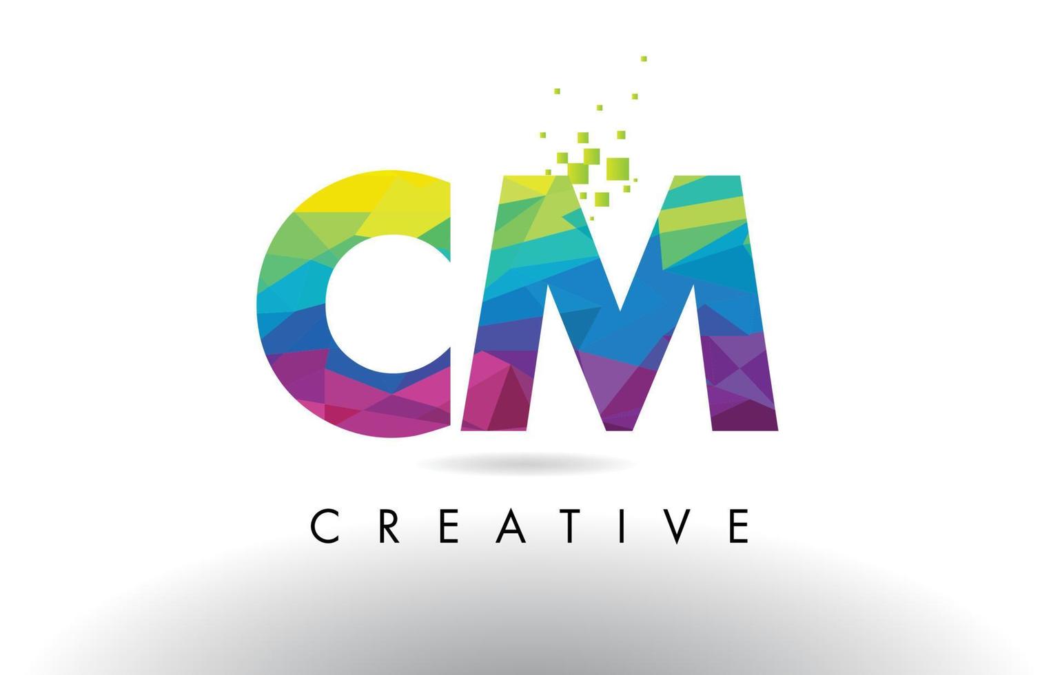 CM C M Colorful Letter Origami Triangles Design Vector. vector