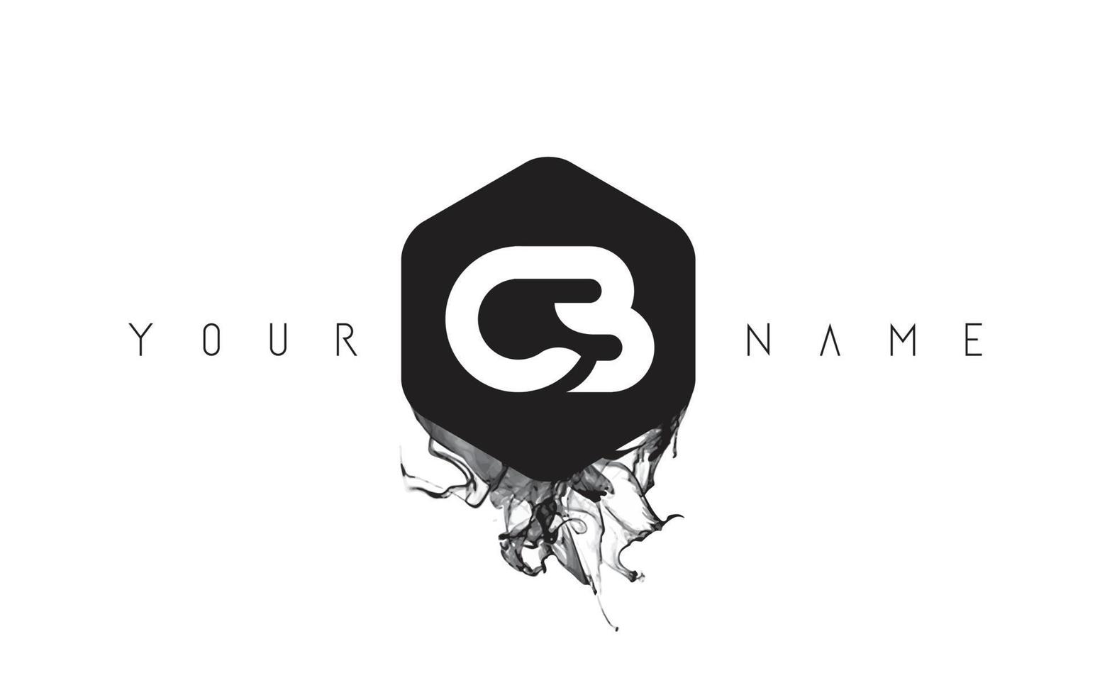 CB Letter Logo Design with Black Ink Spill vector