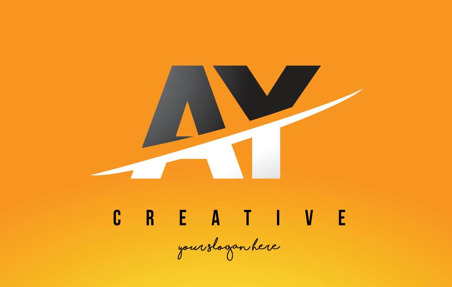 AY A Y Letter Modern Logo Design with Yellow Background and Swoosh. vector