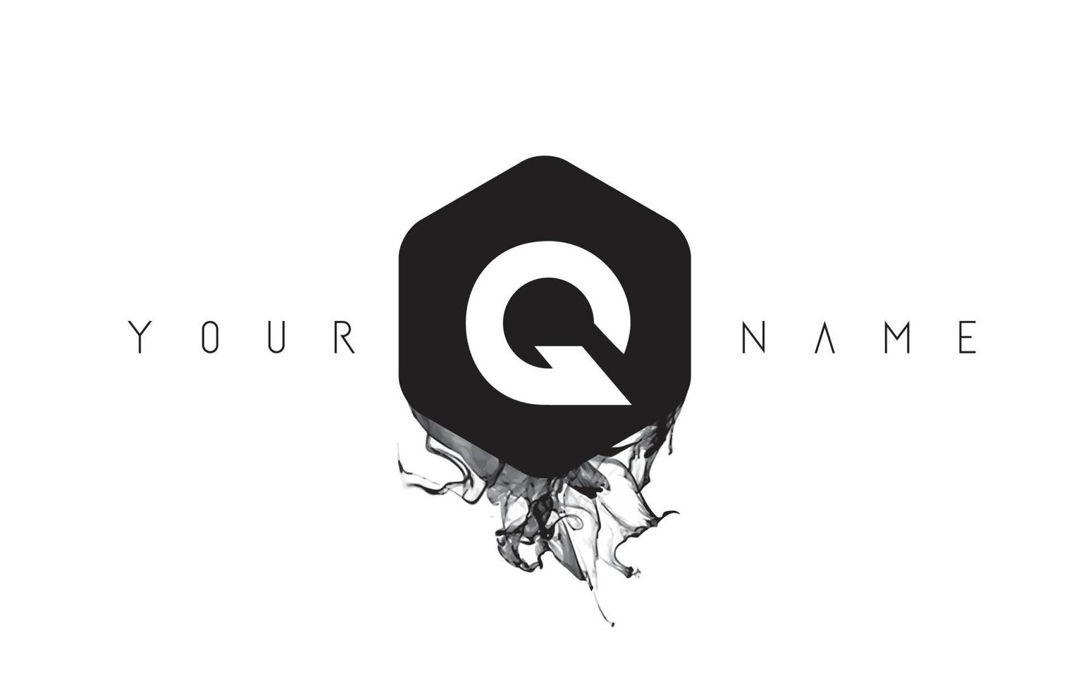 Q Letter Logo Design with Black Ink Spill vector