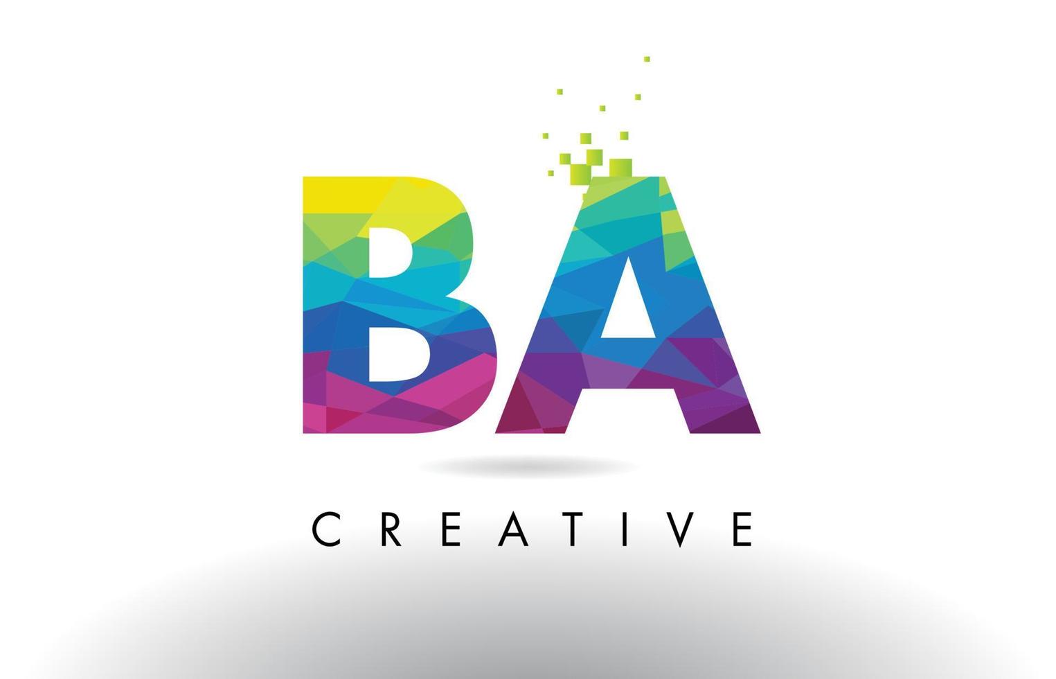 BA B A Colorful Letter Origami Triangles Design Vector. vector