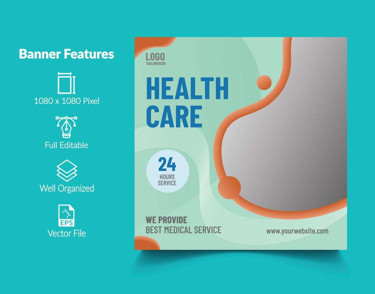 Medical health social media Post Template vector