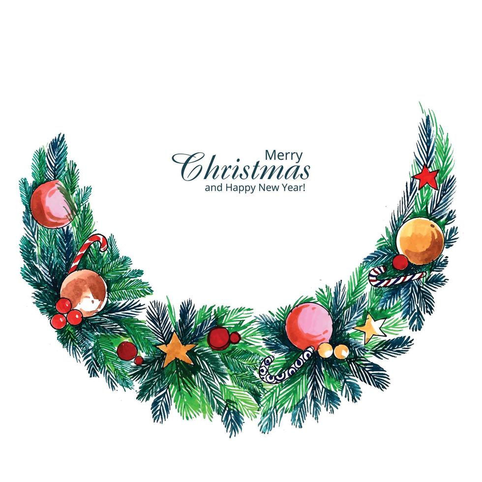 Beautiful artistic christmas wreath decorative card background vector