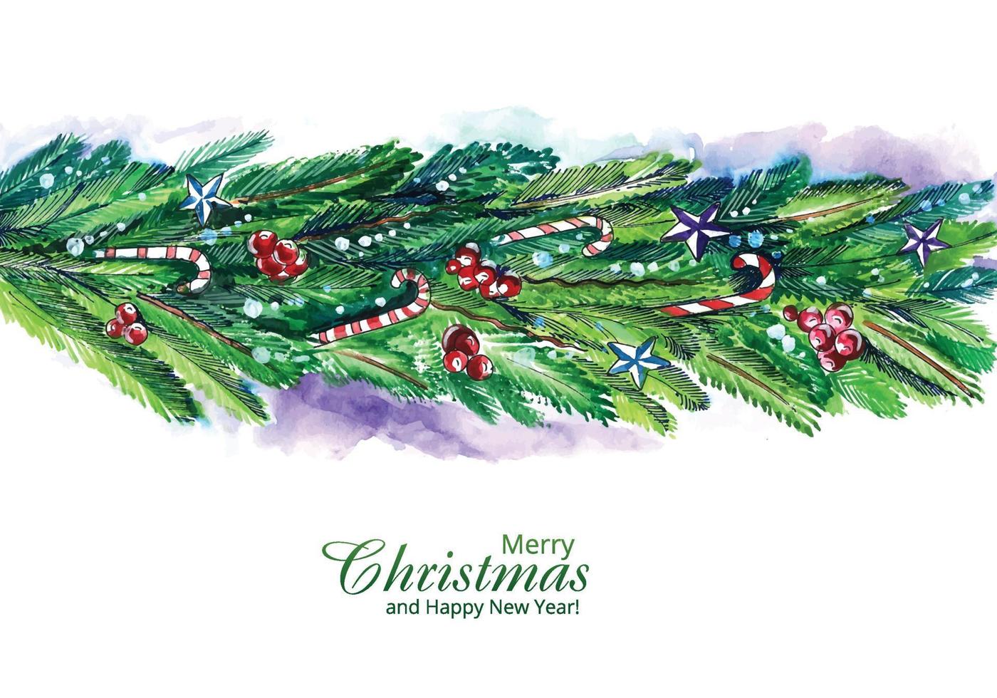 Decorated christmas wreath holiday card design vector