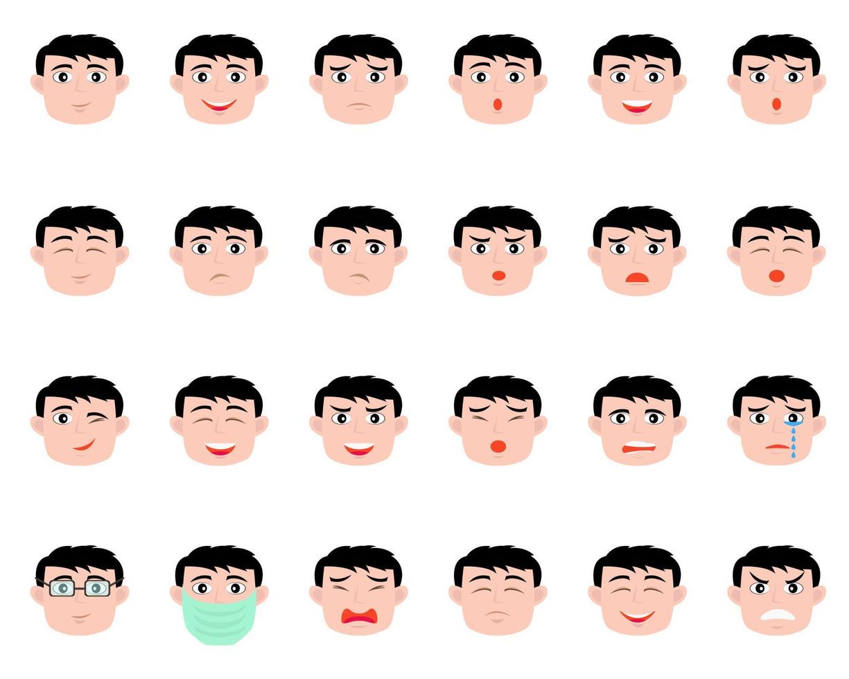 Illustration vector design of face expression boy set template