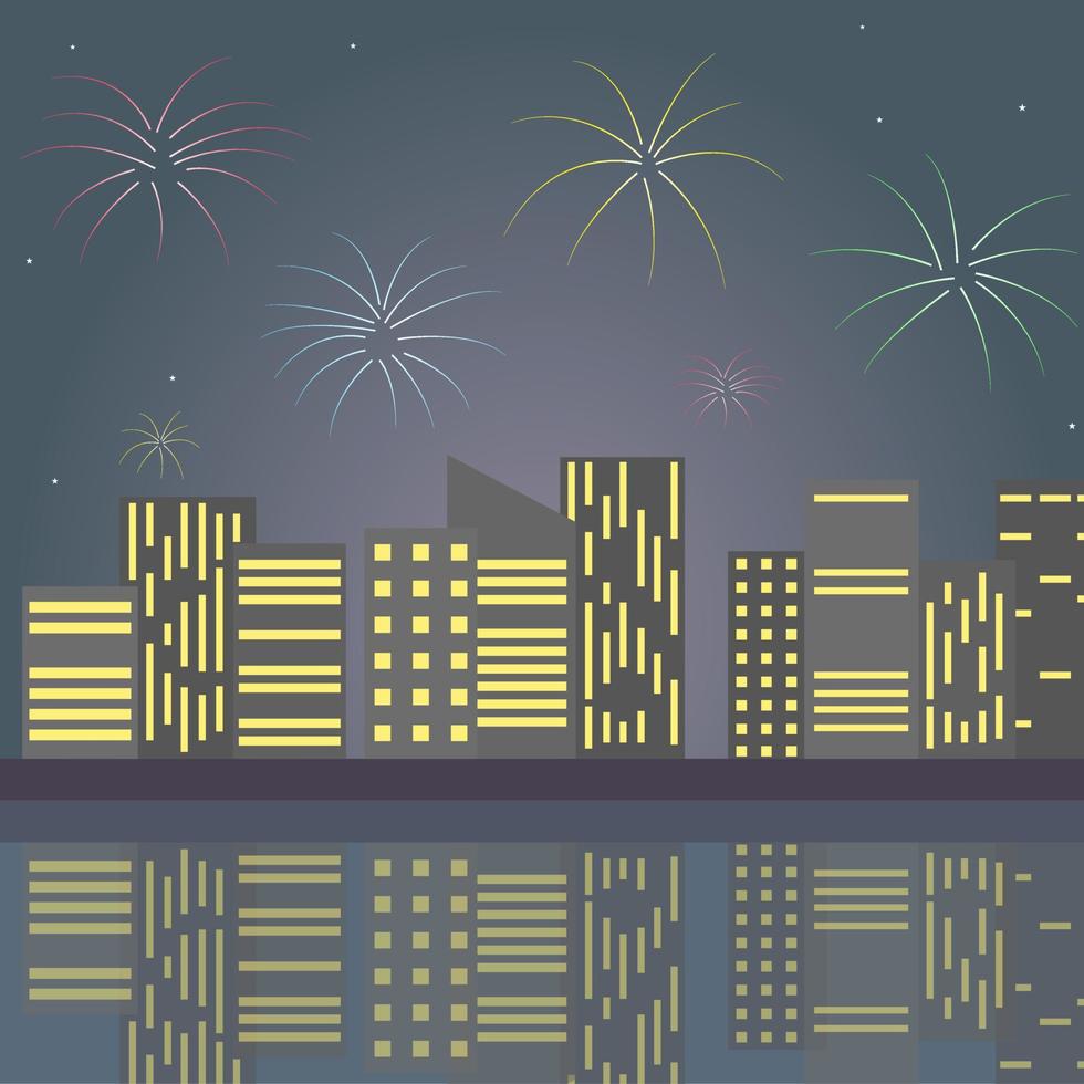 Illustration vector design of new year in the city