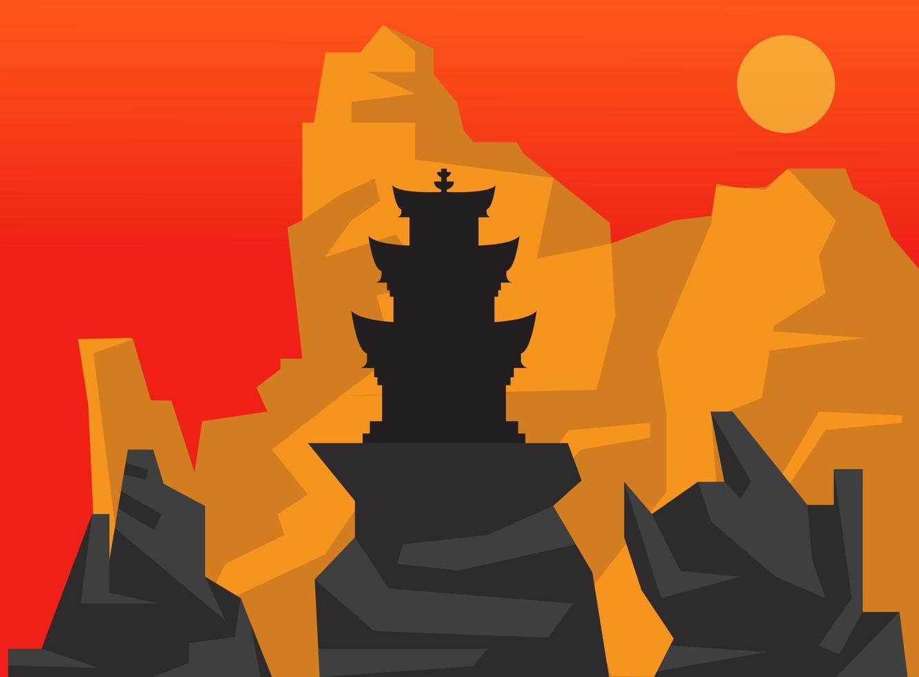 Temple in China vector design. Canyon in China vector design. Happy Chinese New Year