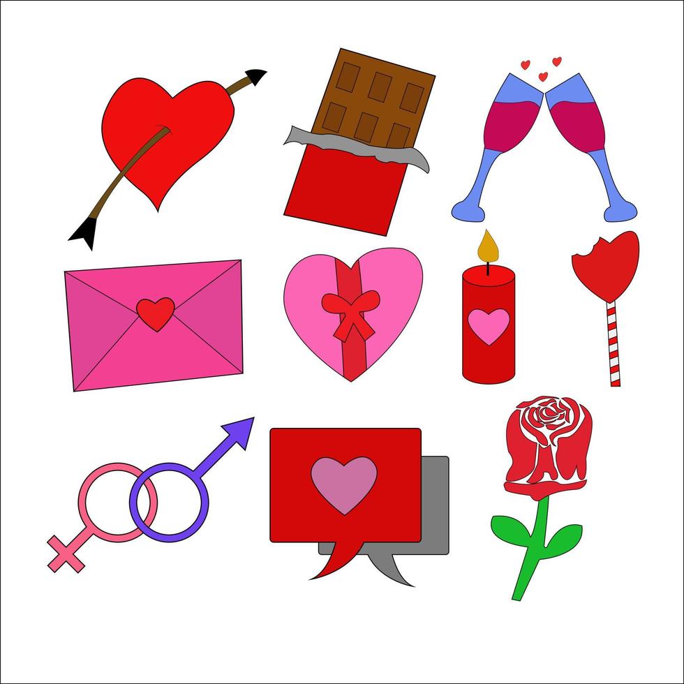 icono del día de san valentín con estilo doodle vector