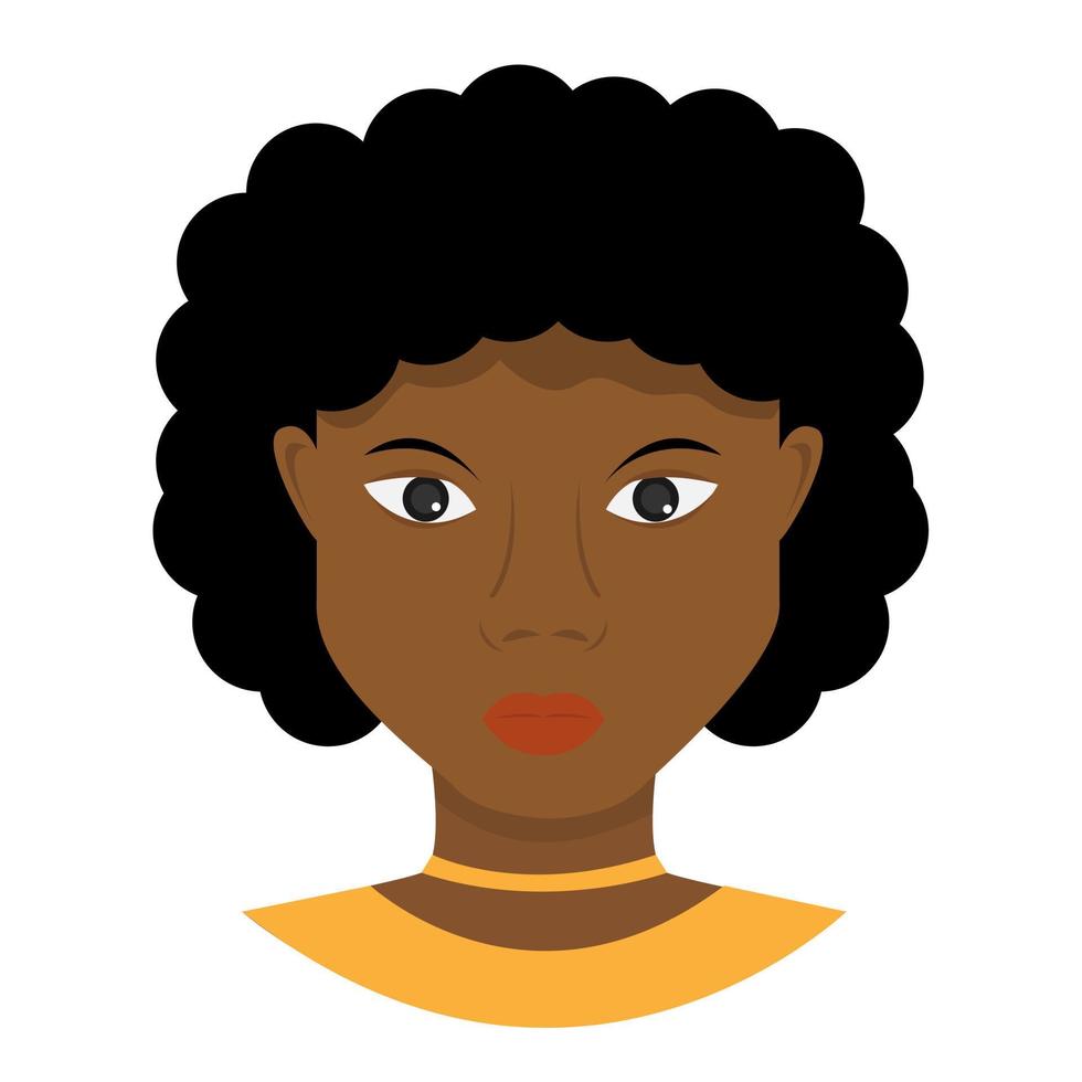 mujer afroamericana. hermosa chica. personaje. avatar. vector