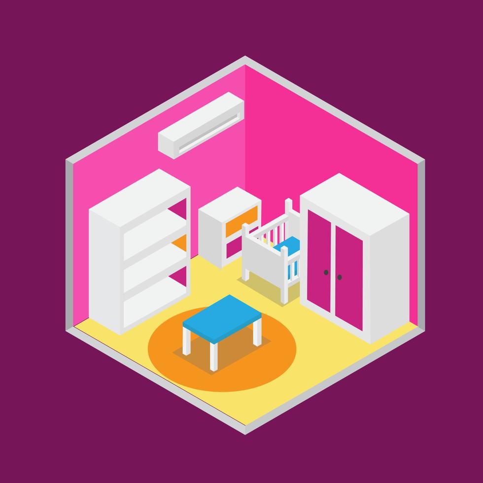 Baby's Room Isometric Vector Design