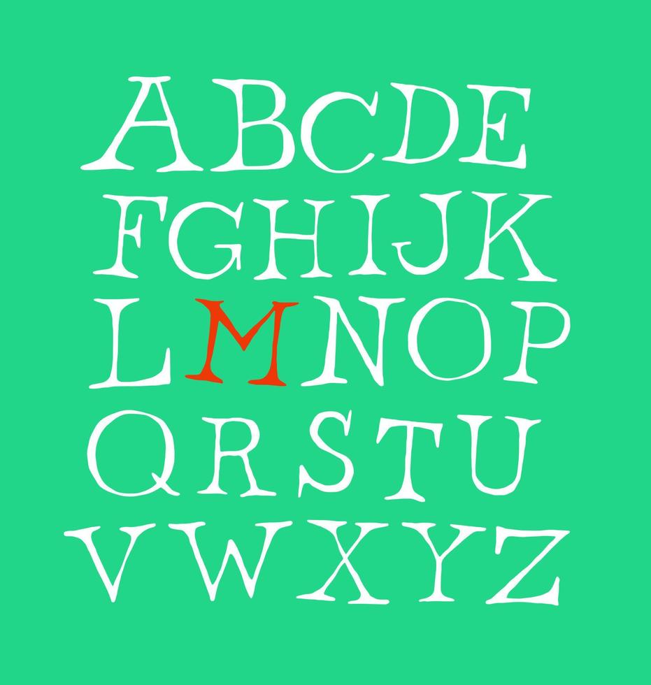 Alphabet of latin letters. The style is free, arbitrary, inscription of characters by hand. vector