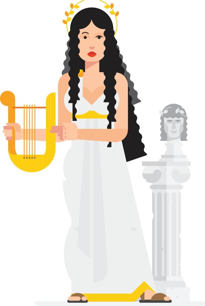 Greek goddess in the style of the cartoon. Isolated object on white background. The image is ready for printing and the site. Graffiti on the wall. Company character. Characters design. vector