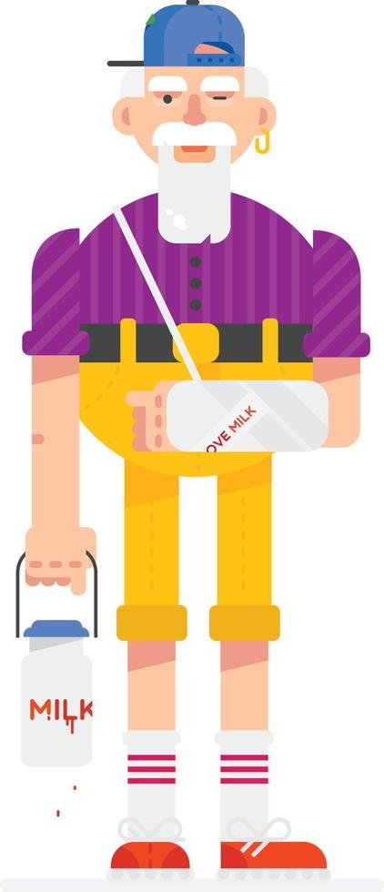 Hipster grandfather Character with Hipster Elements. Fashionable grandfather. Vector illustration design.