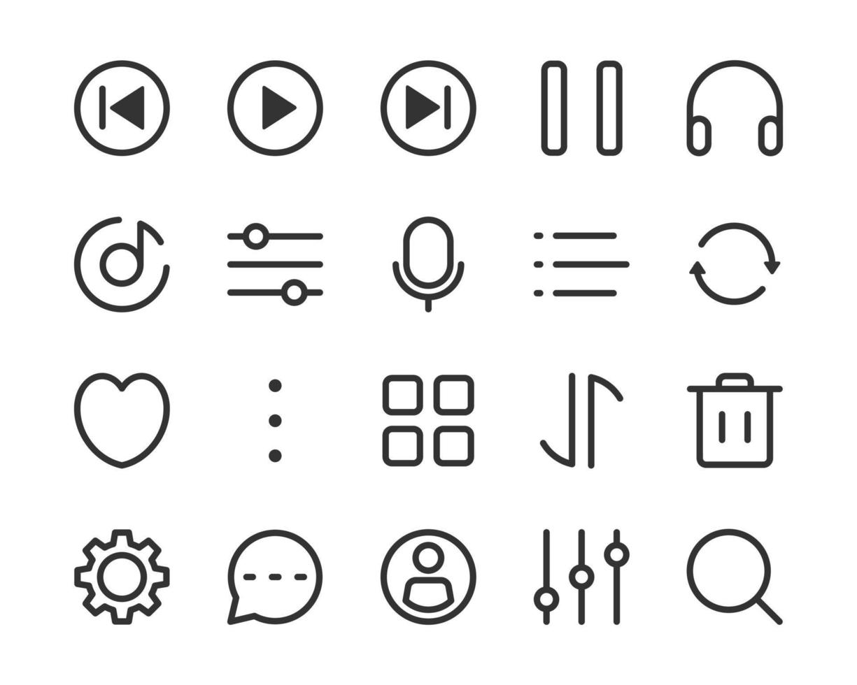 Set of media player line icon. Vector eps10