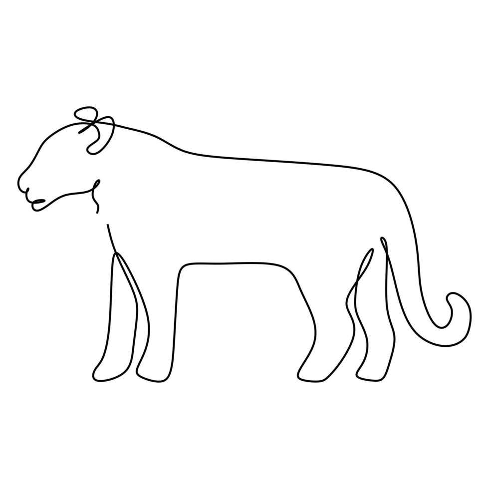 One continuous line drawing of female lion for company logo identity. Strong feline mammal animal mascot concept for national safari zoo. Single line draw design illustration vector