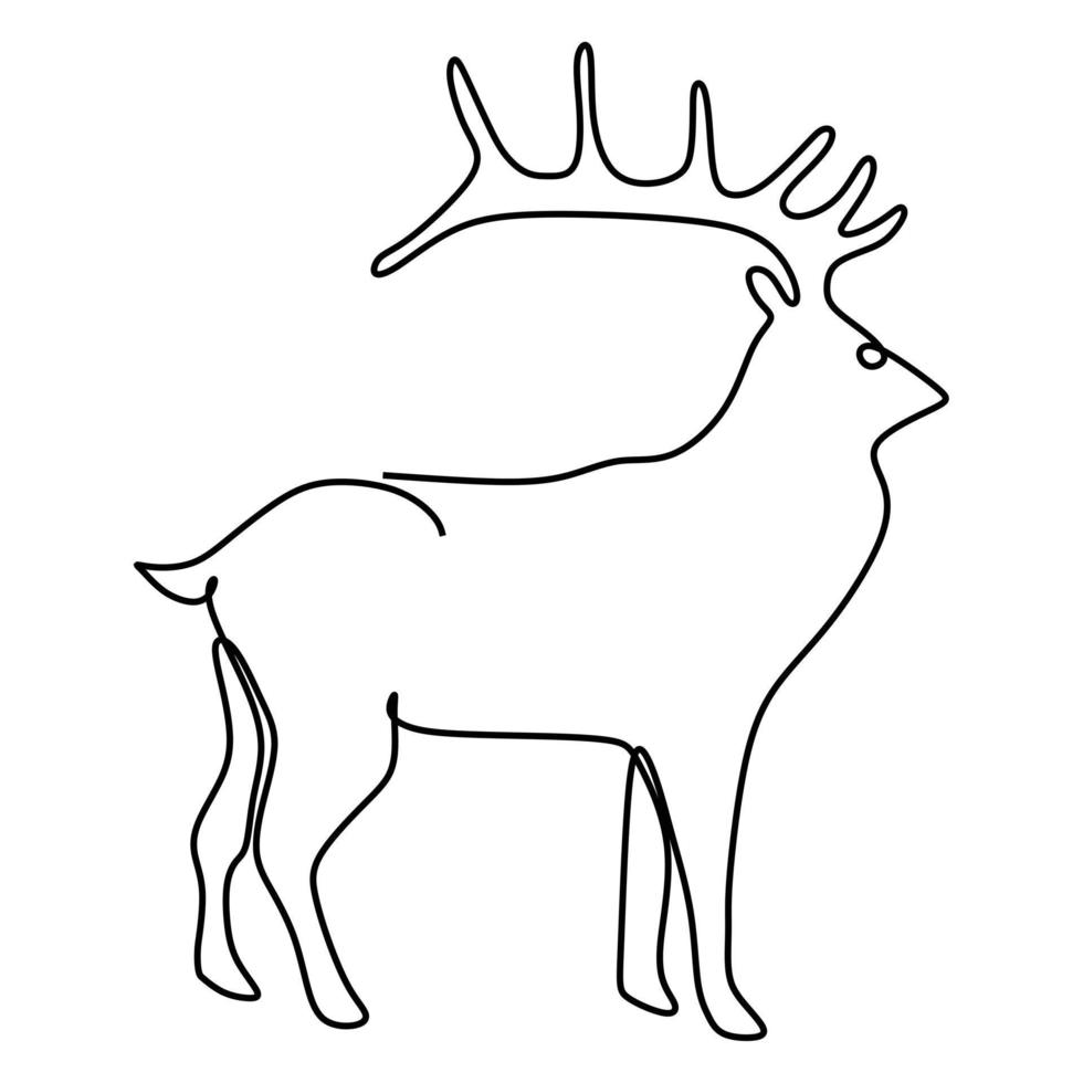 dibujo de línea continua única de elegante ciervo lindo para la identidad del logotipo del zoológico nacional. concepto de mascota de lujo buck para club de caza de animales. Ilustración de diseño de vector gráfico de dibujo de una línea moderna