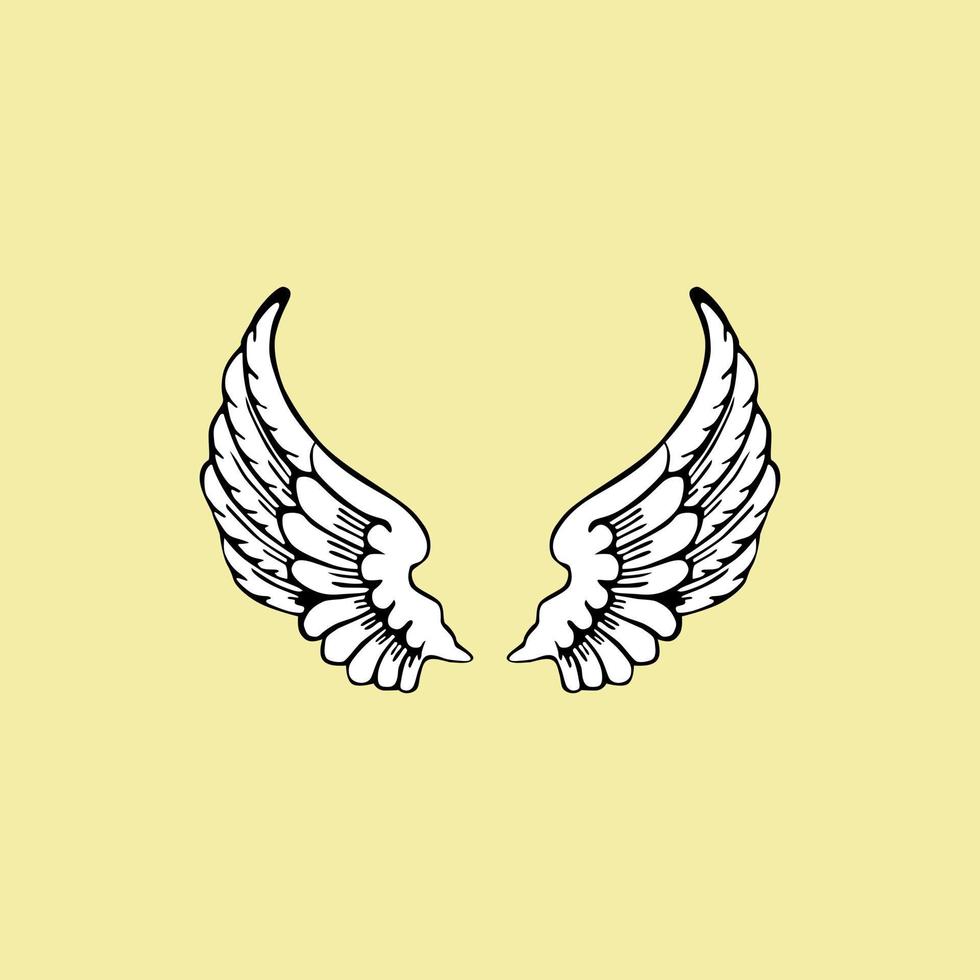 wing open with black and white illustration design vector