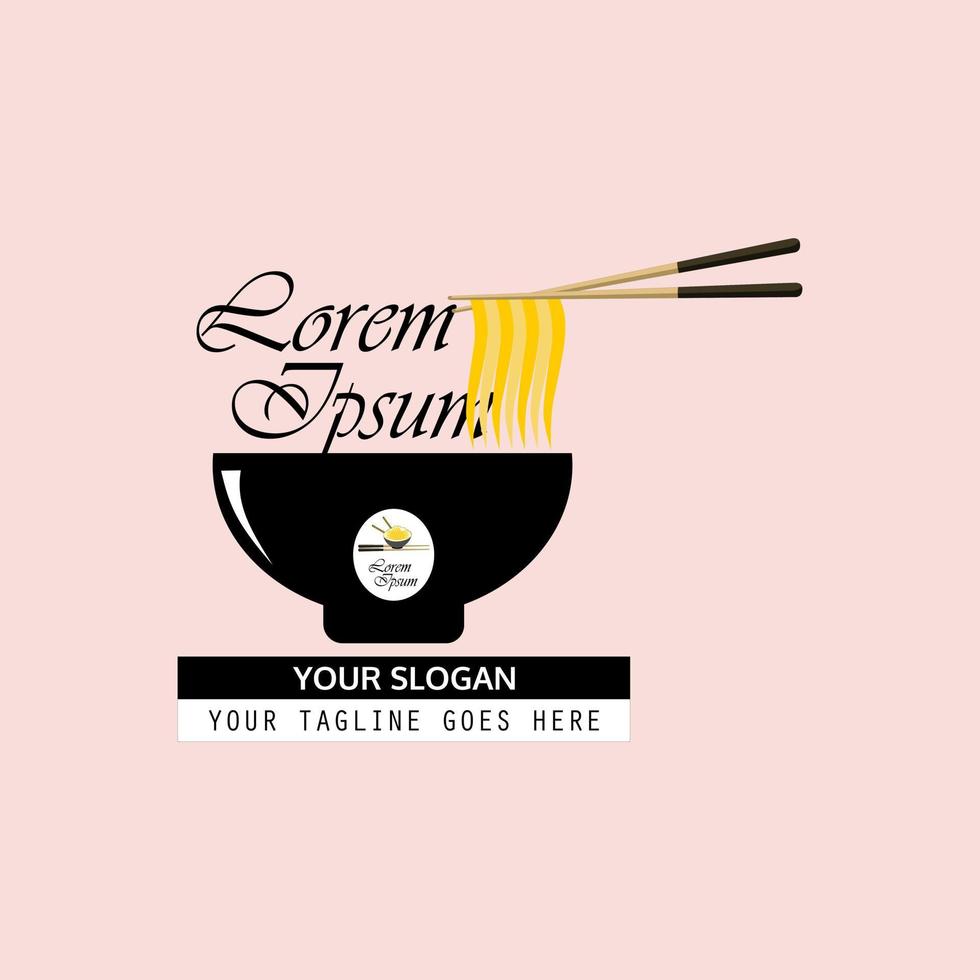 bowl and chopstick illustration design vector