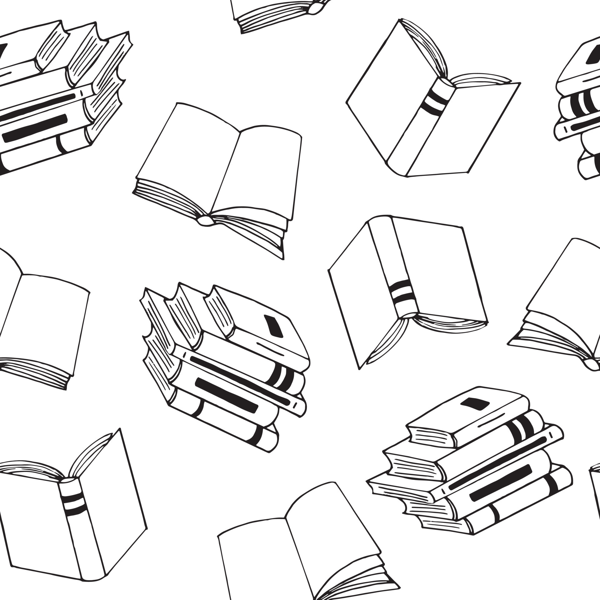 books seamless pattern. hand drawn doodle style. , minimalism