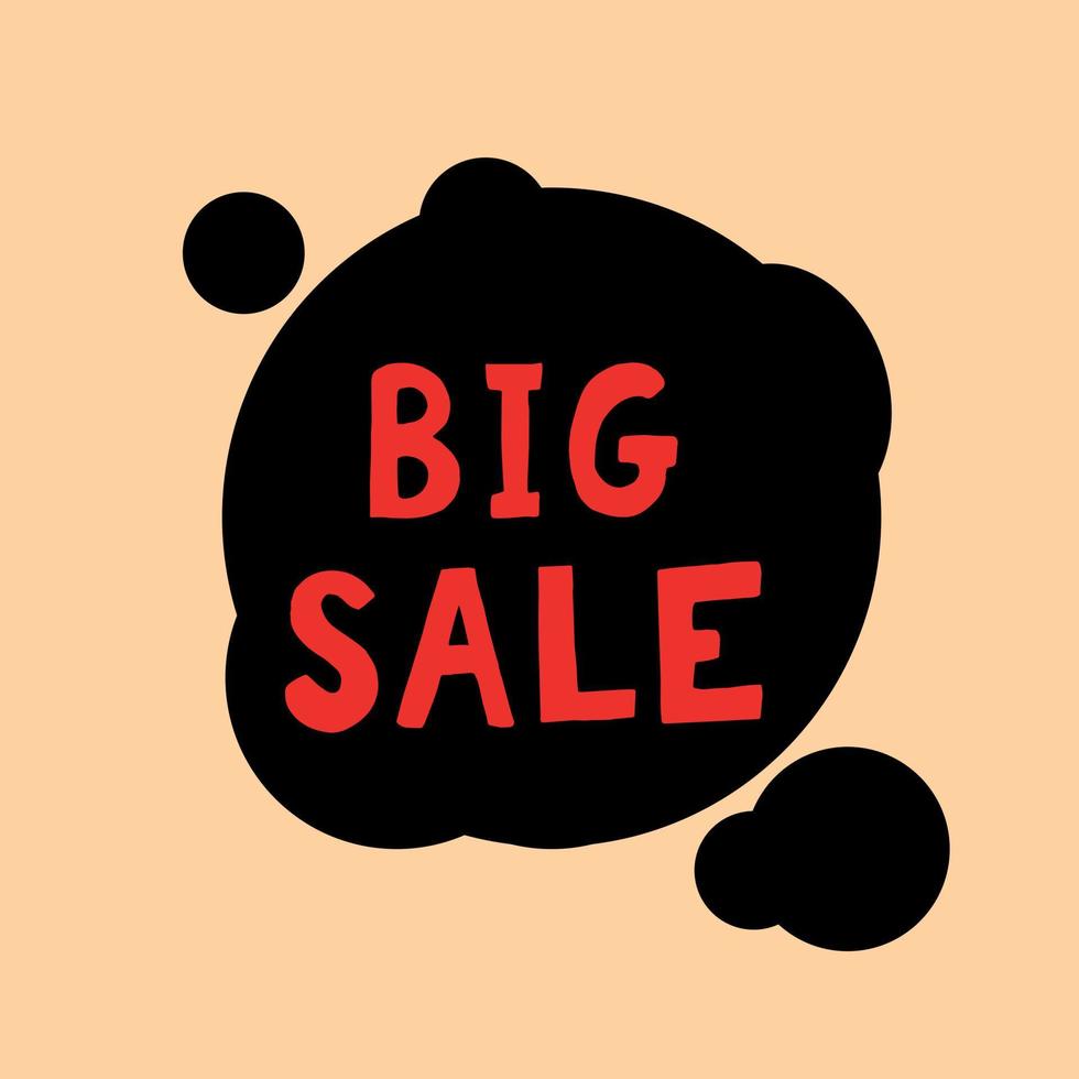 big sale lettering banner, poster hand drawn  black, red, craft. shopping, discounts. vector