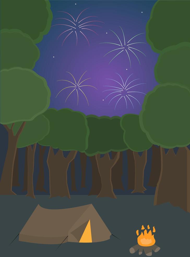 diseño de ilustración vectorial de año nuevo en el bosque vector