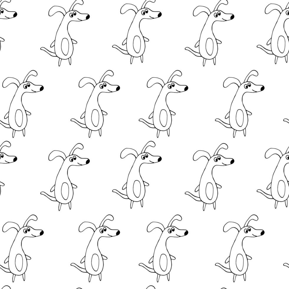 dogs seamless pattern. hand drawn doodle icon.  scandinavian, nordic, minimalism, monochrome. pets animals textile wrapping paper background vector