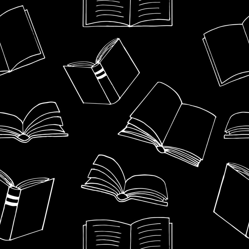 books seamless pattern. hand drawn doodle style. , minimalism, monochrome, sketch. wallpaper, textile, wrapping paper background reading education bookstore science vector