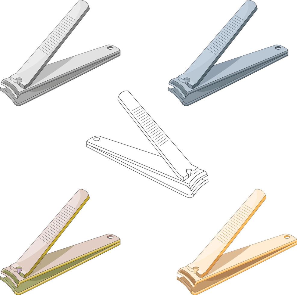 Nail Cutter Set of Five Color with Outline Vector
